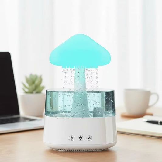 Cloud Rain Humidifier for Bedroom with Soothing Rain Sounds, Water Drip Mushroom Humidifiers 7 Colors Mood Raindrop Diffuser